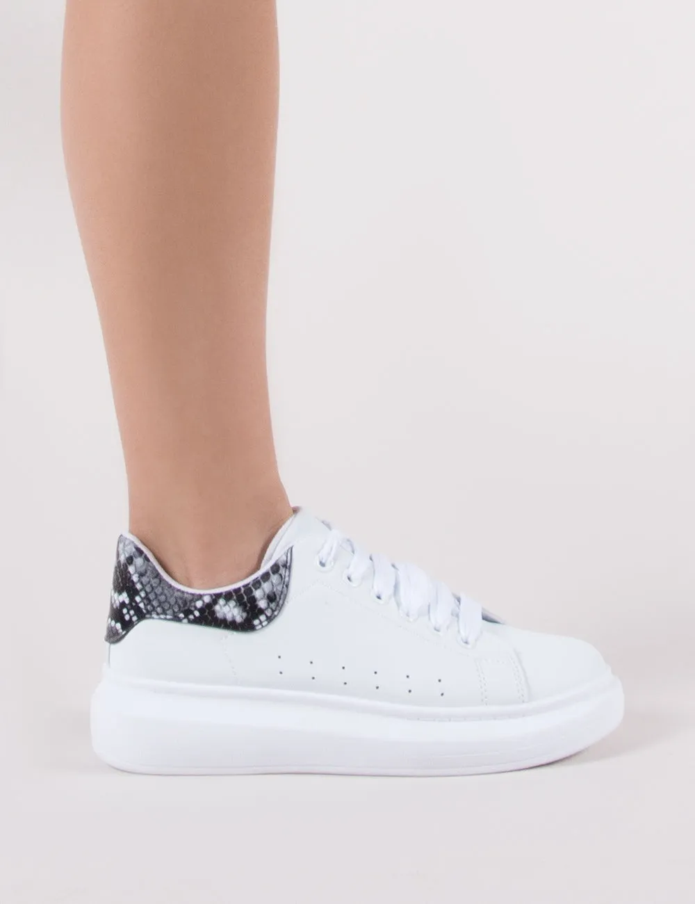 Bolt Platform Trainers in White and Snake sold by Public Desire product image thumbnail 5