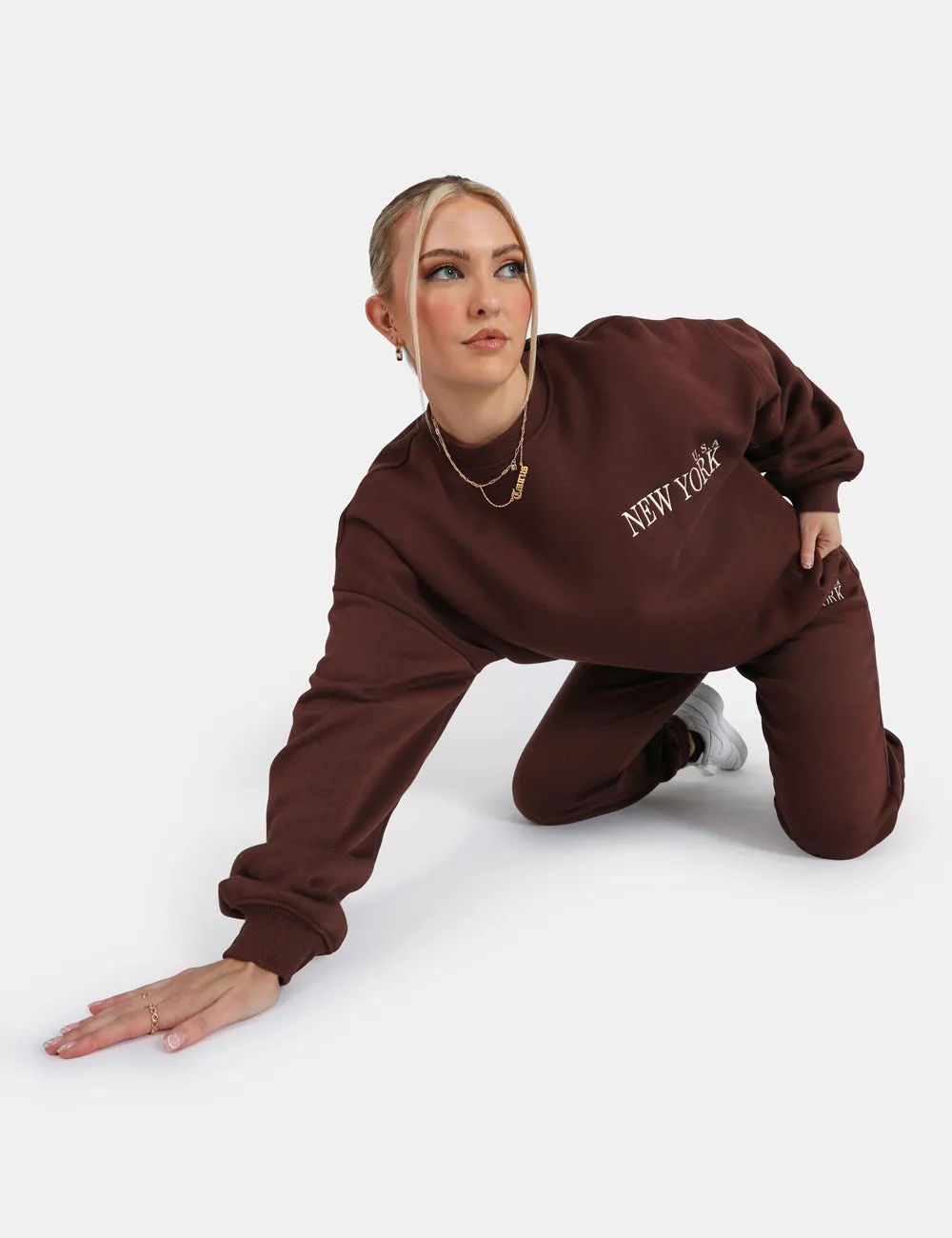 New York 90S Joggers Chocolate sold by Public Desire product image thumbnail 3