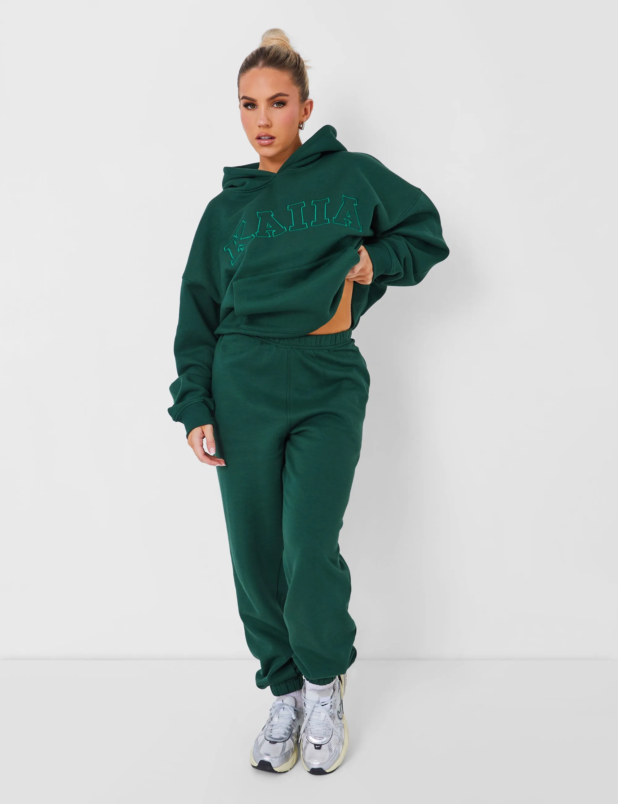 Kaiia Oversized Logo Hoodie in Dark Green sold by Public Desire product image thumbnail 3