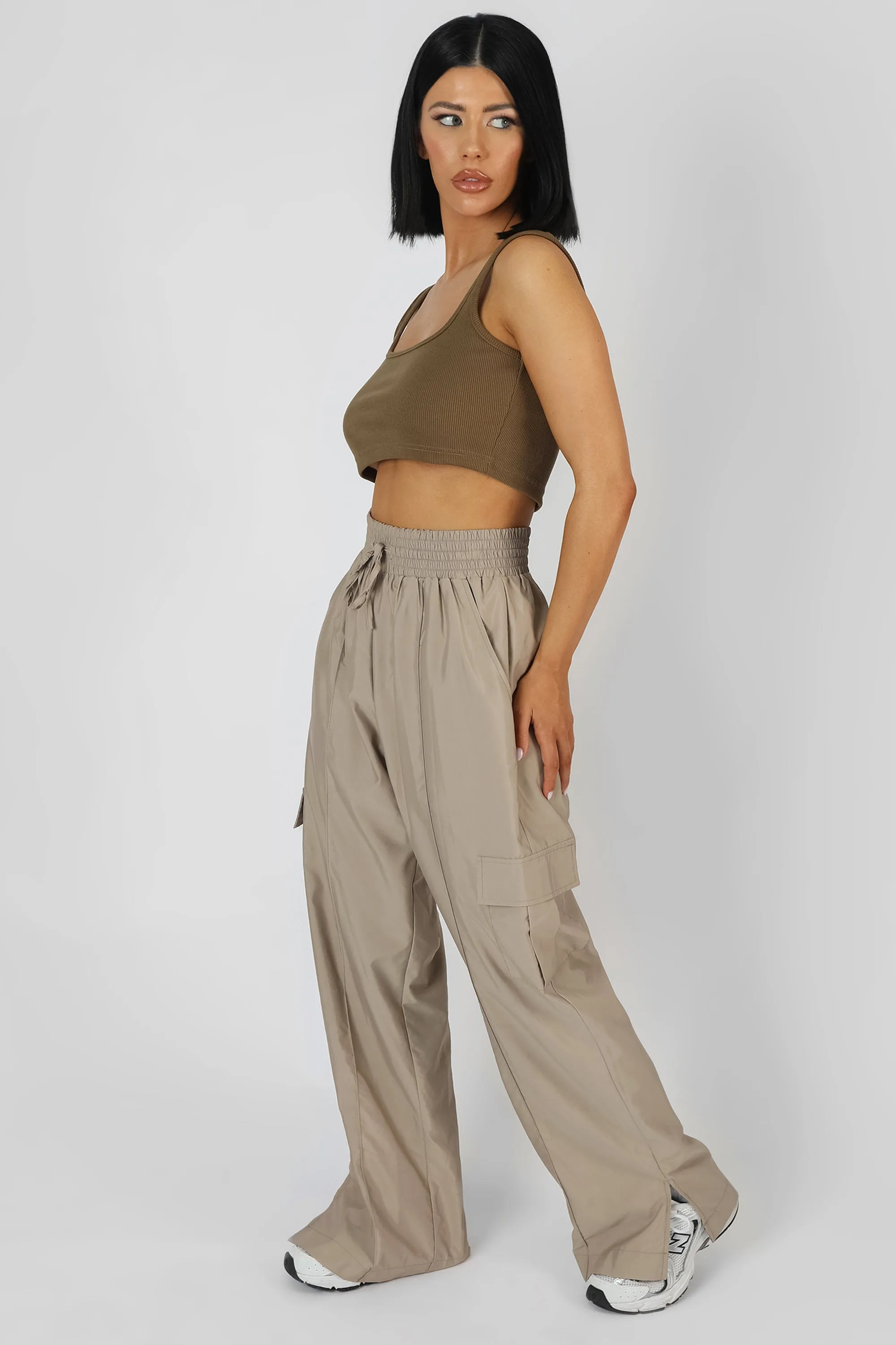 Square Neck Ribbed Crop Top Khaki sold by Public Desire product image thumbnail 3
