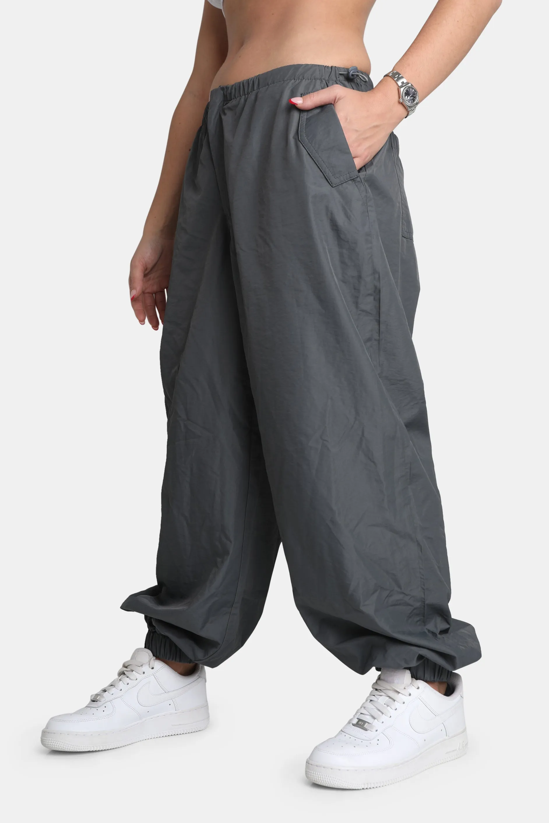 Drawstring Waist Parachute Cargo Trousers Grey sold by Public Desire product image thumbnail 3