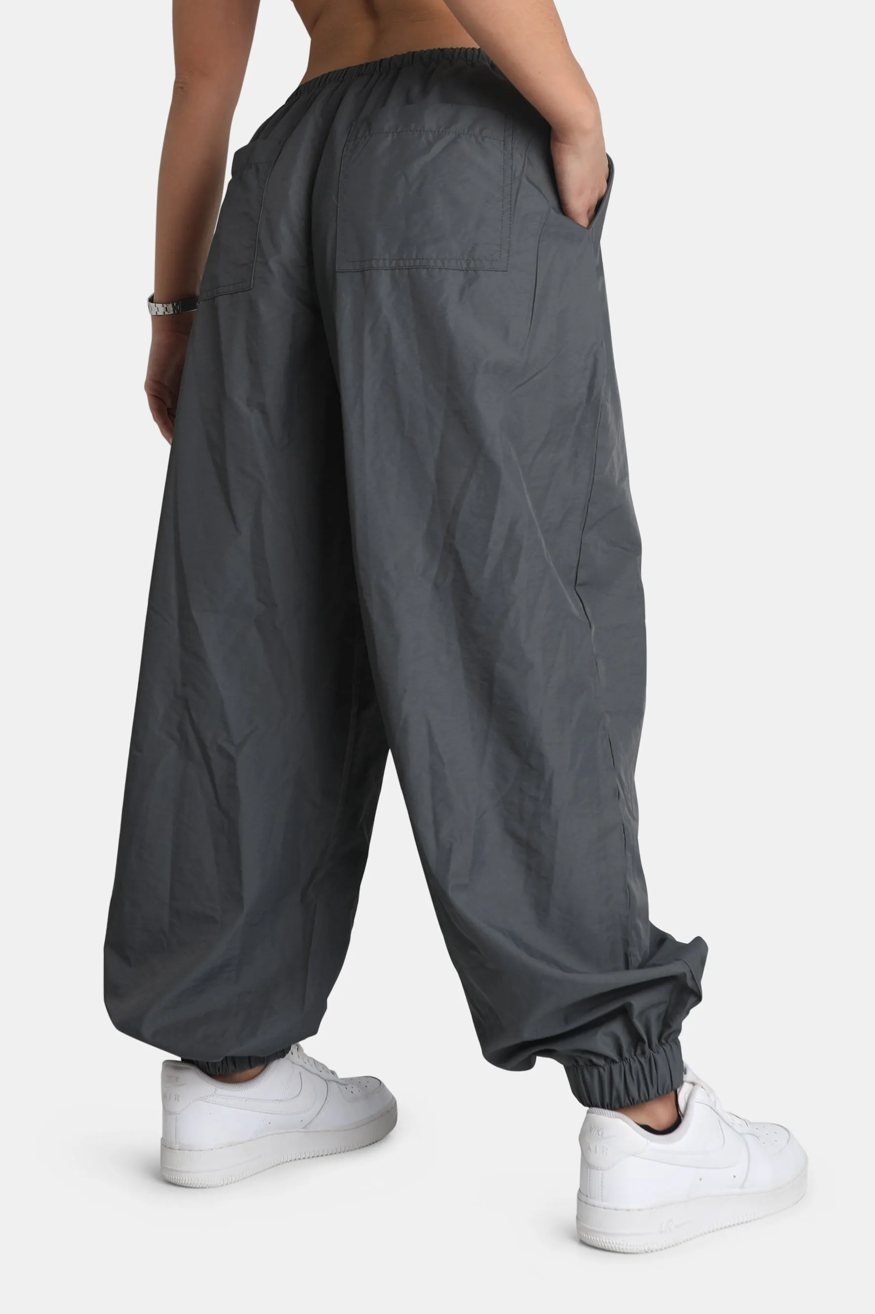 Drawstring Waist Parachute Cargo Trousers Grey sold by Public Desire product image thumbnail 4