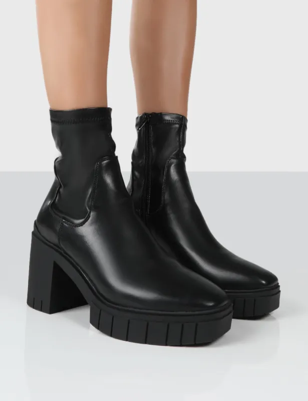Obstacle Black Chunky Heeled Ankle Boots sold by Public Desire