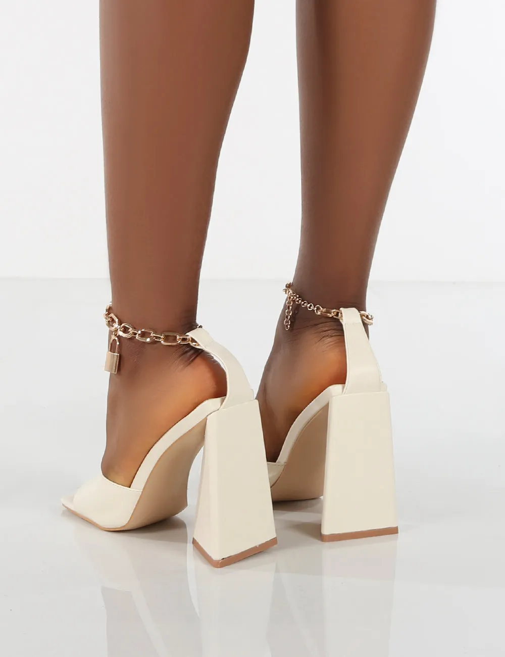 Masie Off White Lock Chain Detail Anklet Strap Block Heels sold by Public Desire product image thumbnail 2