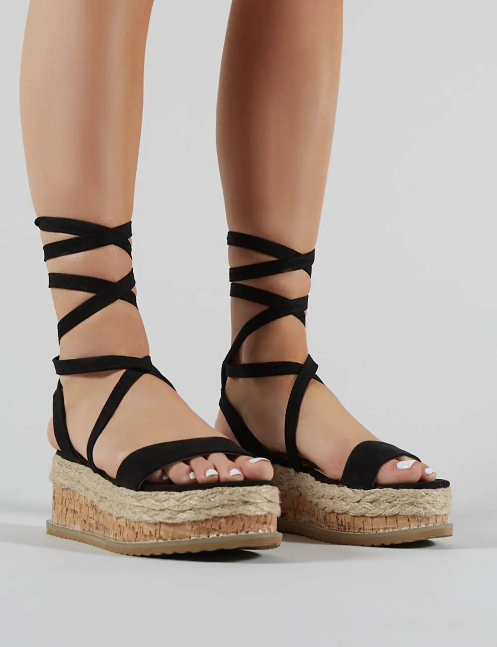Fresca Lace up Gladiator Sandal in Black Faux Suede sold by Public Desire product image thumbnail 2