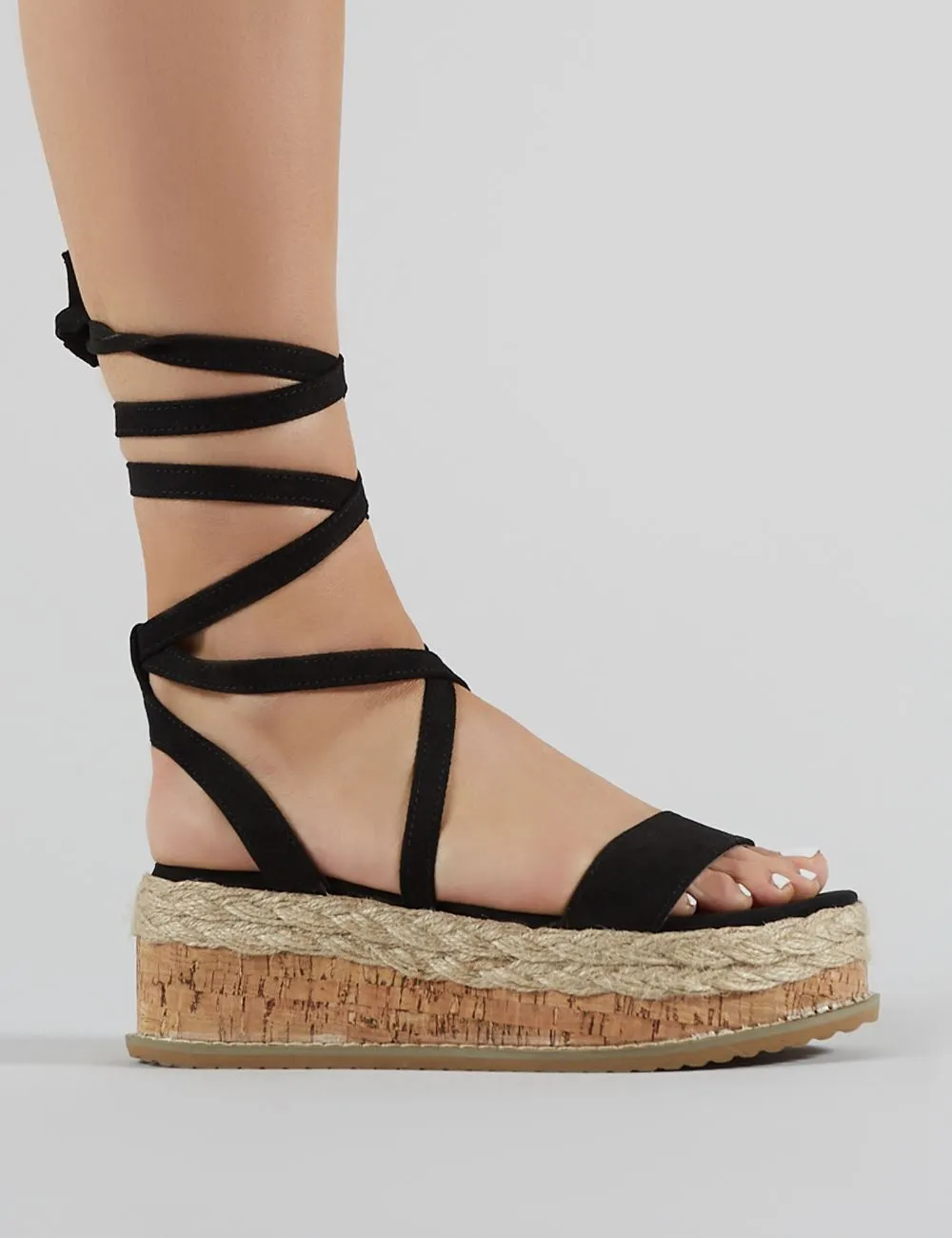 Fresca Lace up Gladiator Sandal in Black Faux Suede sold by Public Desire product image thumbnail 5