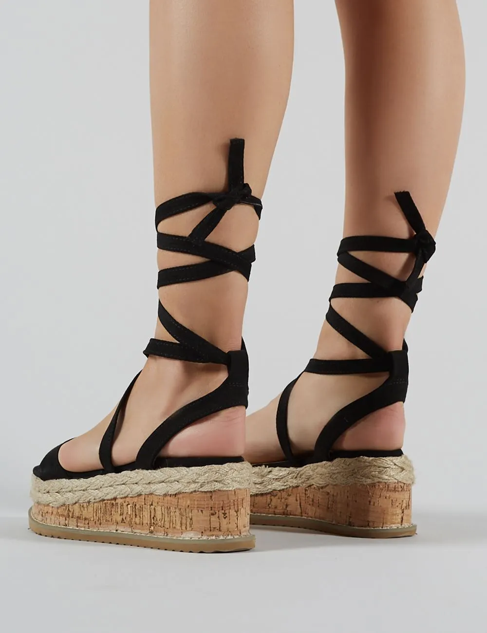 Fresca Lace up Gladiator Sandal in Black Faux Suede sold by Public Desire product image thumbnail 3