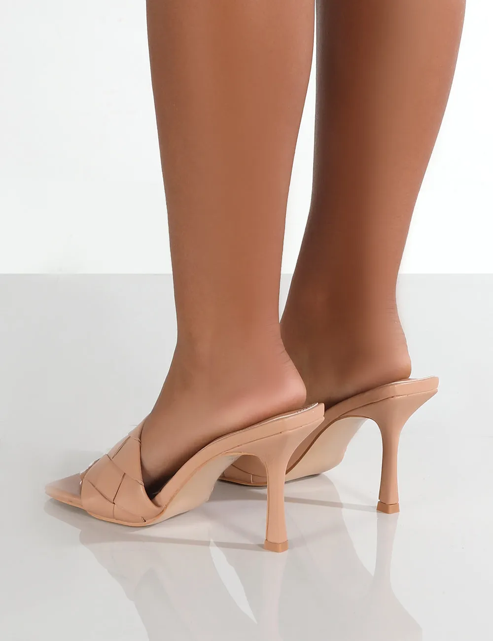 Saturn Nude PU Woven Square Toe Mule Heels sold by Public Desire product image thumbnail 2