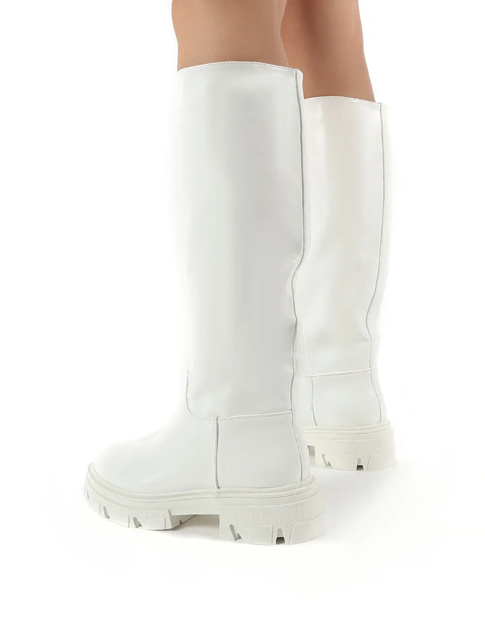 Sabrina White Knee High Chunky Sole Boots sold by Public Desire product image thumbnail 2