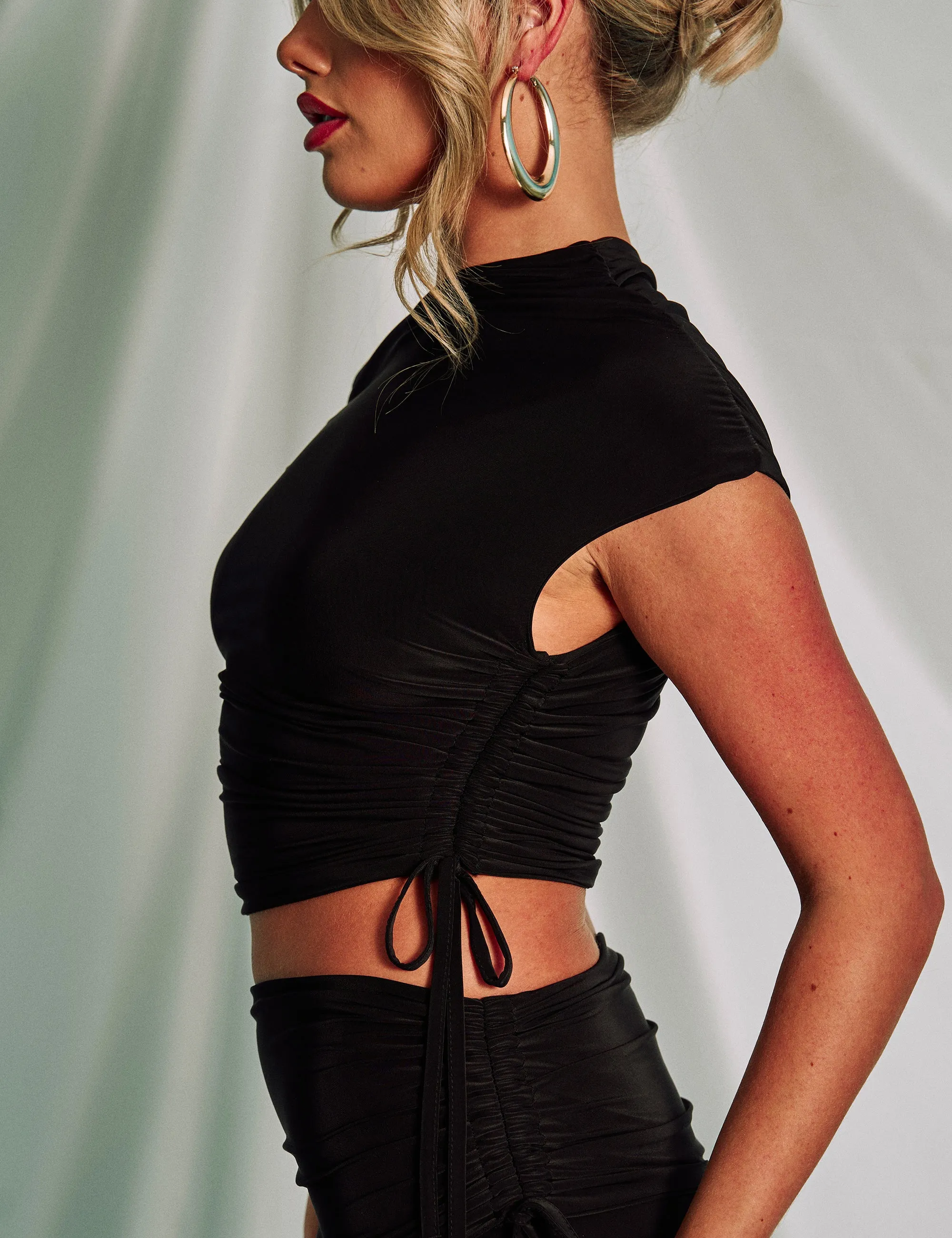 Slinky Ruched Asymmetric Top Black sold by Public Desire product image thumbnail 4