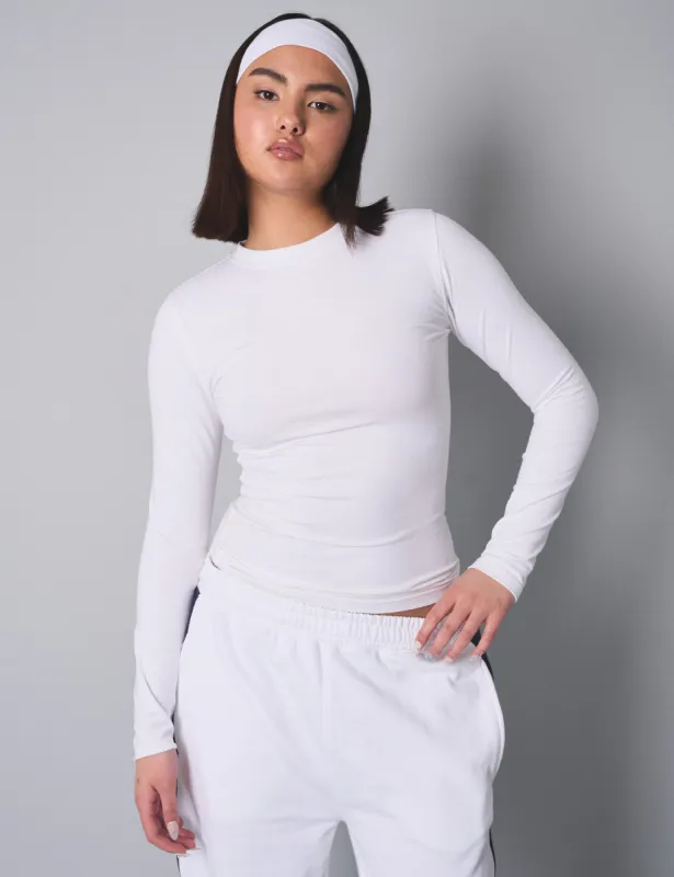 Slim Fit T-shirt With Long Sleeves White sold by Public Desire