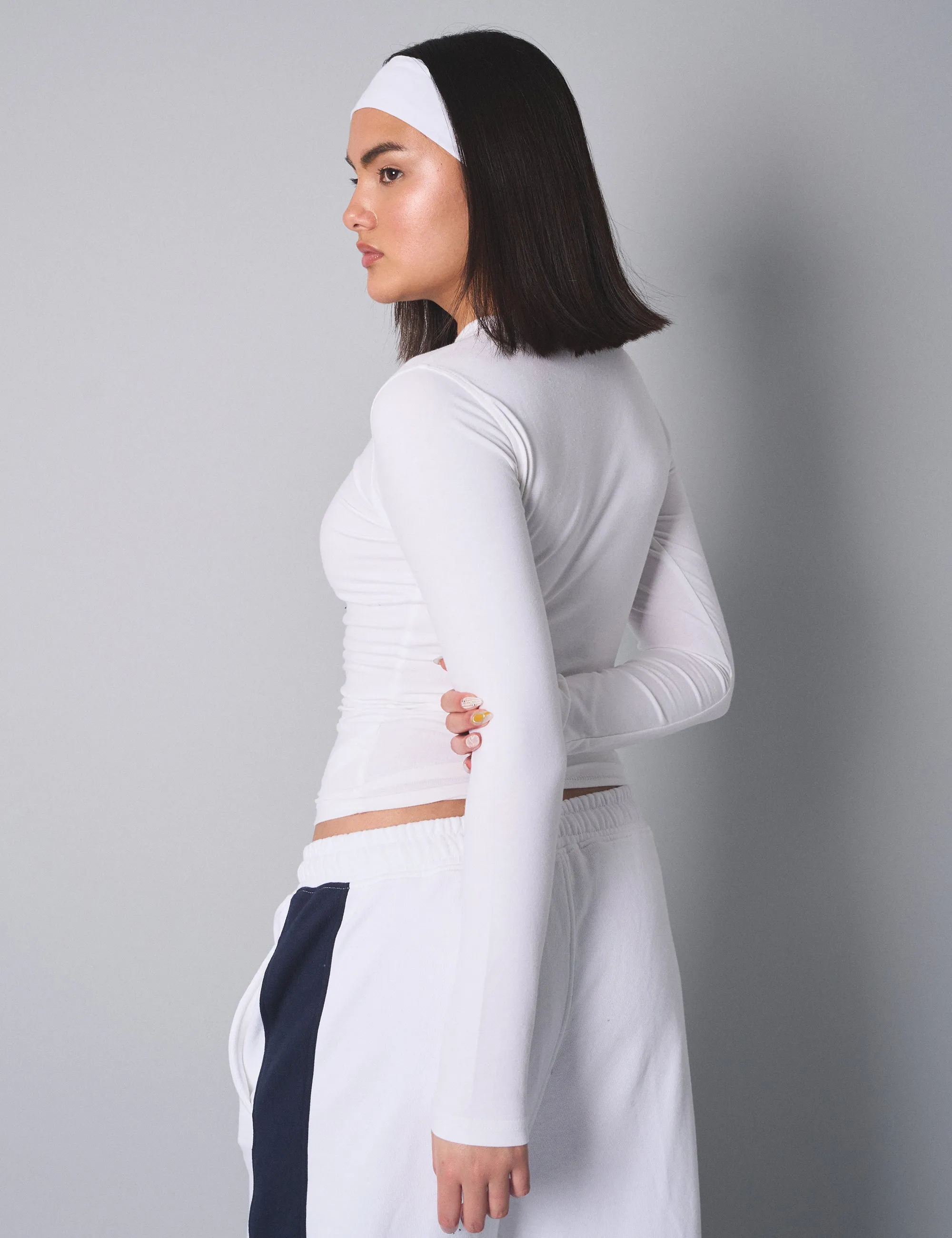 Slim Fit T-shirt With Long Sleeves White sold by Public Desire product image thumbnail 2