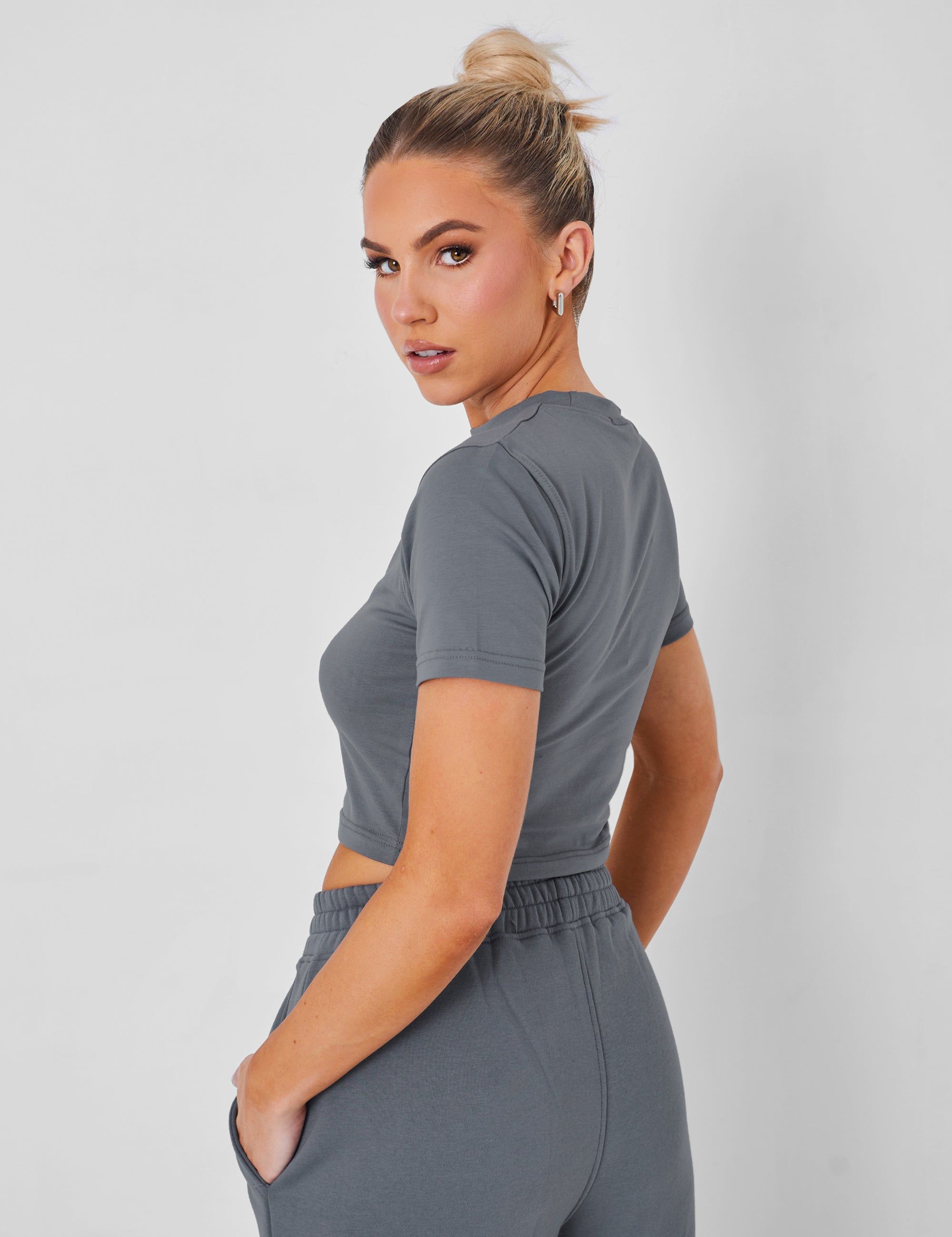 Kaiia Graphic Baby Tee in Charcoal Grey sold by Public Desire product image thumbnail 4