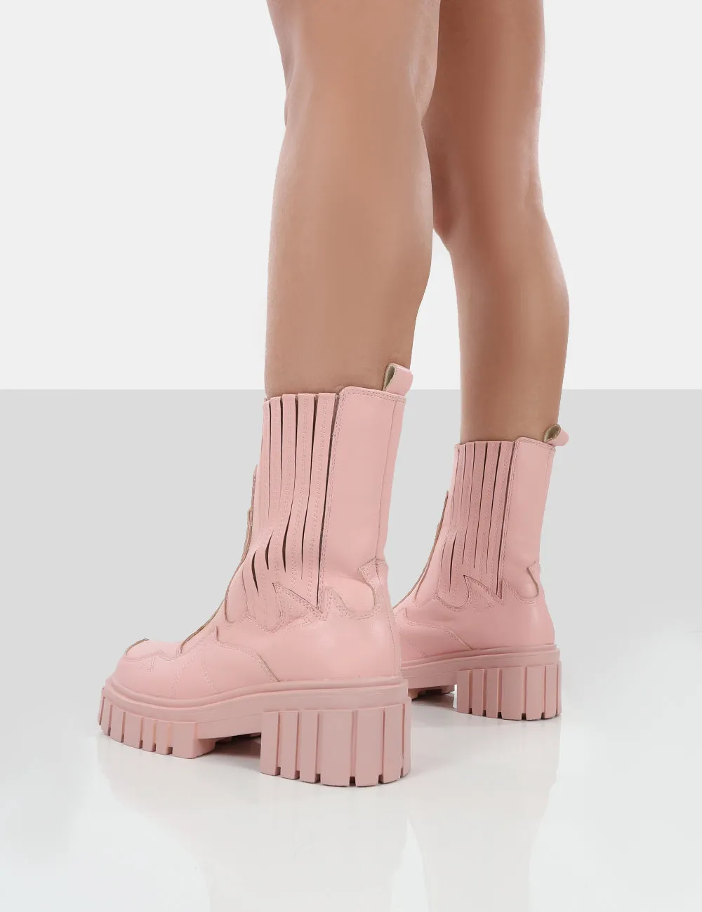 Consequence Pink Drench Stitched Detail Platform Chunky Sole Ankle Boots sold by Public Desire product image thumbnail 2