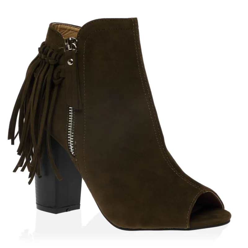 Amira Ankle Boots in Khaki sold by Public Desire