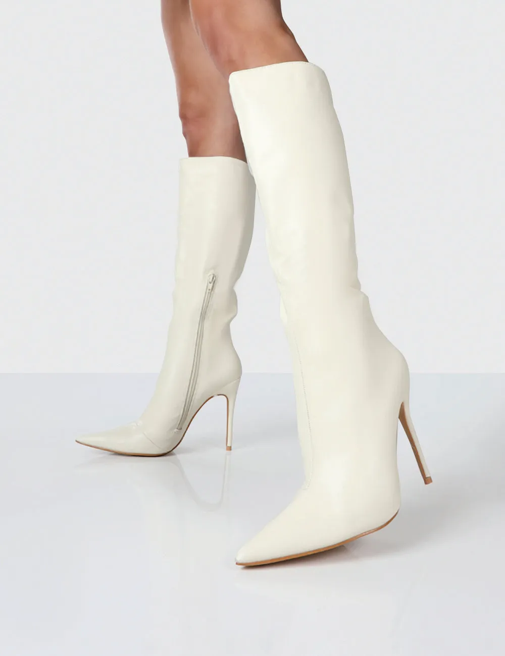 Horizon Wide Fit Ecru Grain Knee High Boots sold by Public Desire product image thumbnail 2