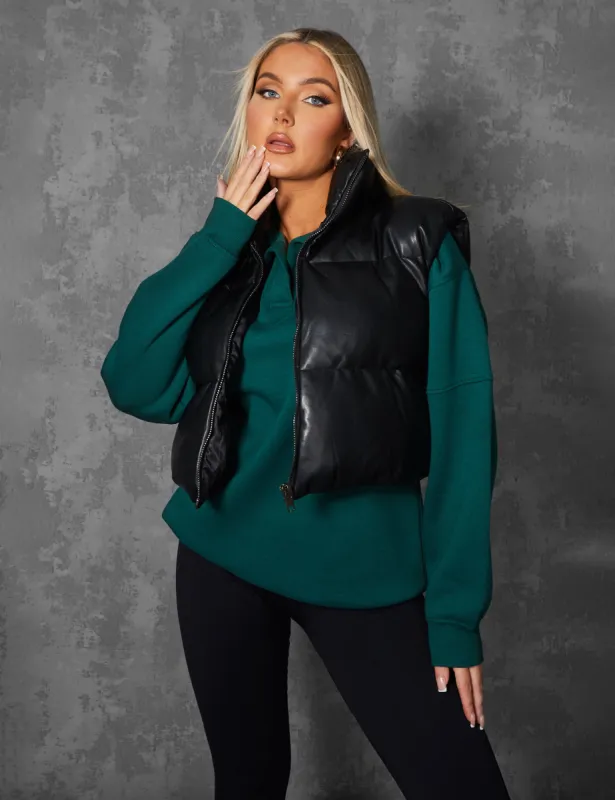 Pu Cropped Gilet Black sold by Public Desire