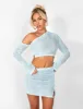 Textured Mini Skirt Blue sold by Public Desire