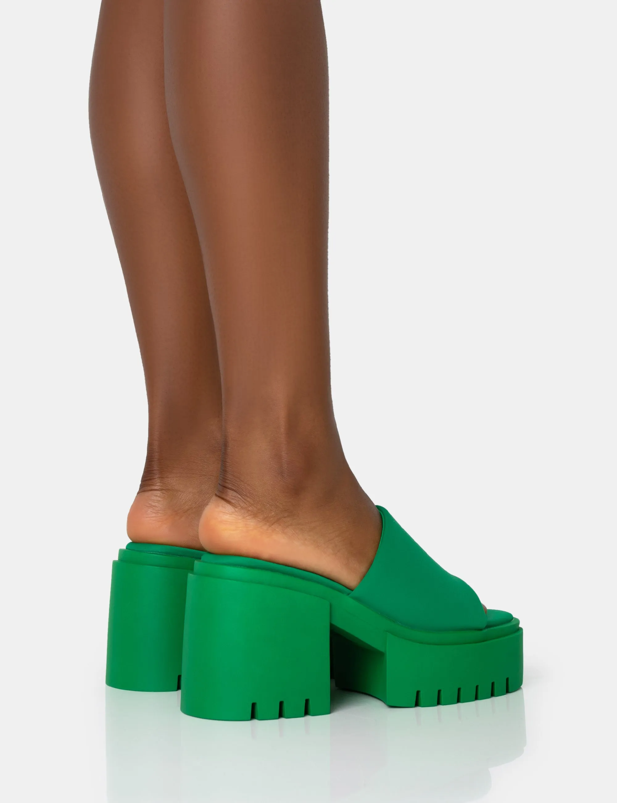 Sabeena Green Chunky Mule Round Toe Mid Heel Sandals sold by Public Desire product image thumbnail 2
