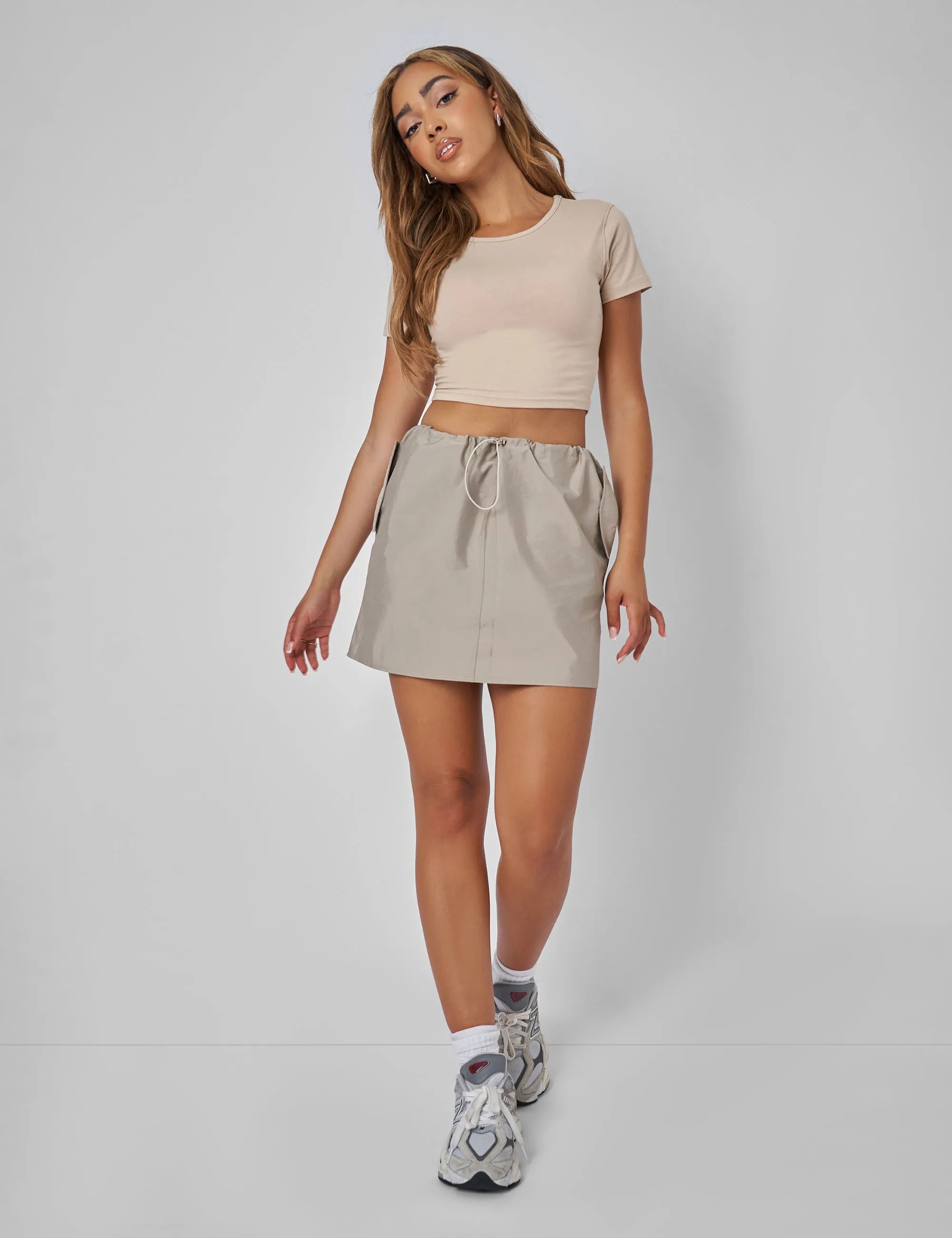 Drawstring Waist Cargo Mini Skirt Khaki sold by Public Desire product image thumbnail 3