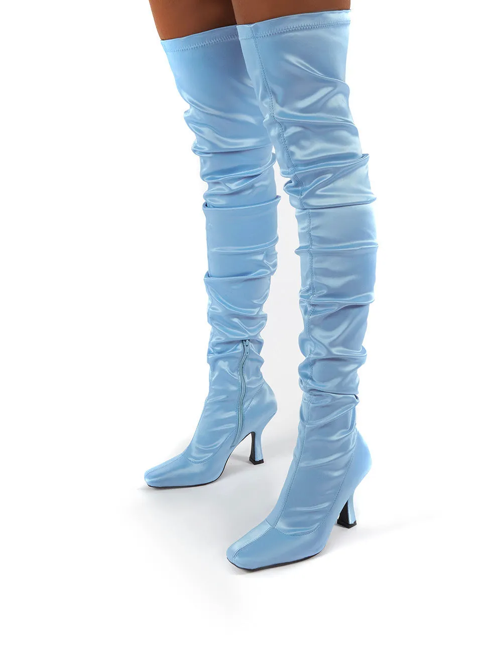 Outlaw Blue Ruched Over The Knee Heeled Boots sold by Public Desire product image thumbnail 4