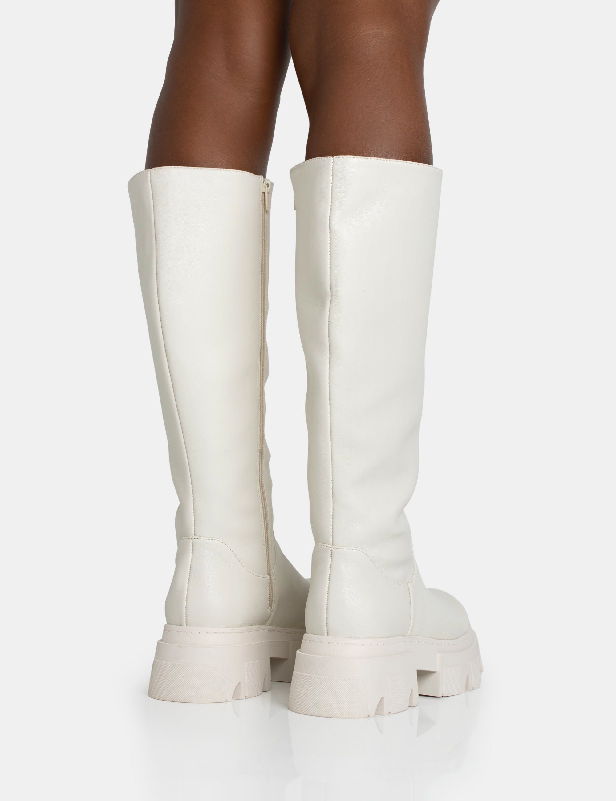 Scorpio Ecru Rubberised Pu Rounded Toe Chucky Sole Knee High Boots sold by Public Desire product image thumbnail 4