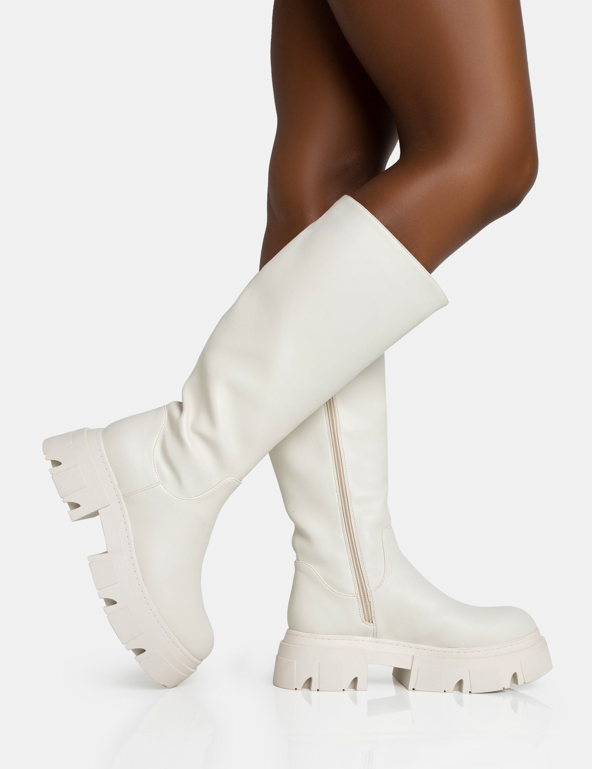 Scorpio Ecru Rubberised Pu Rounded Toe Chucky Sole Knee High Boots sold by Public Desire product image thumbnail 2