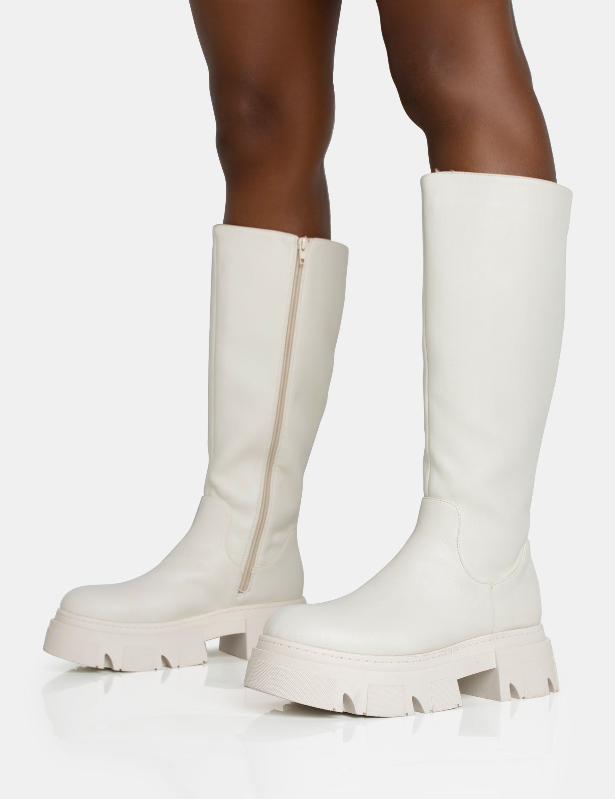 Scorpio Ecru Rubberised Pu Rounded Toe Chucky Sole Knee High Boots sold by Public Desire product image thumbnail 3