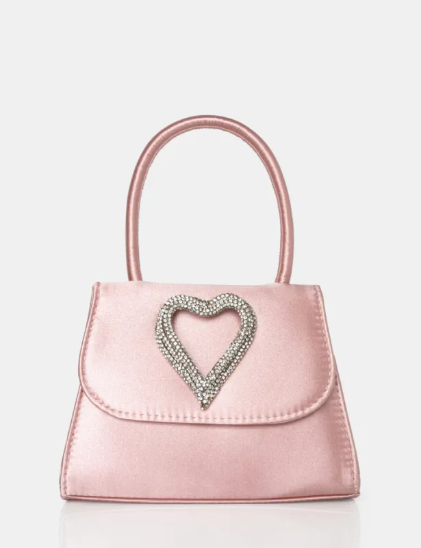 The Heart Baby Pink Satin Mini Bag sold by Public Desire