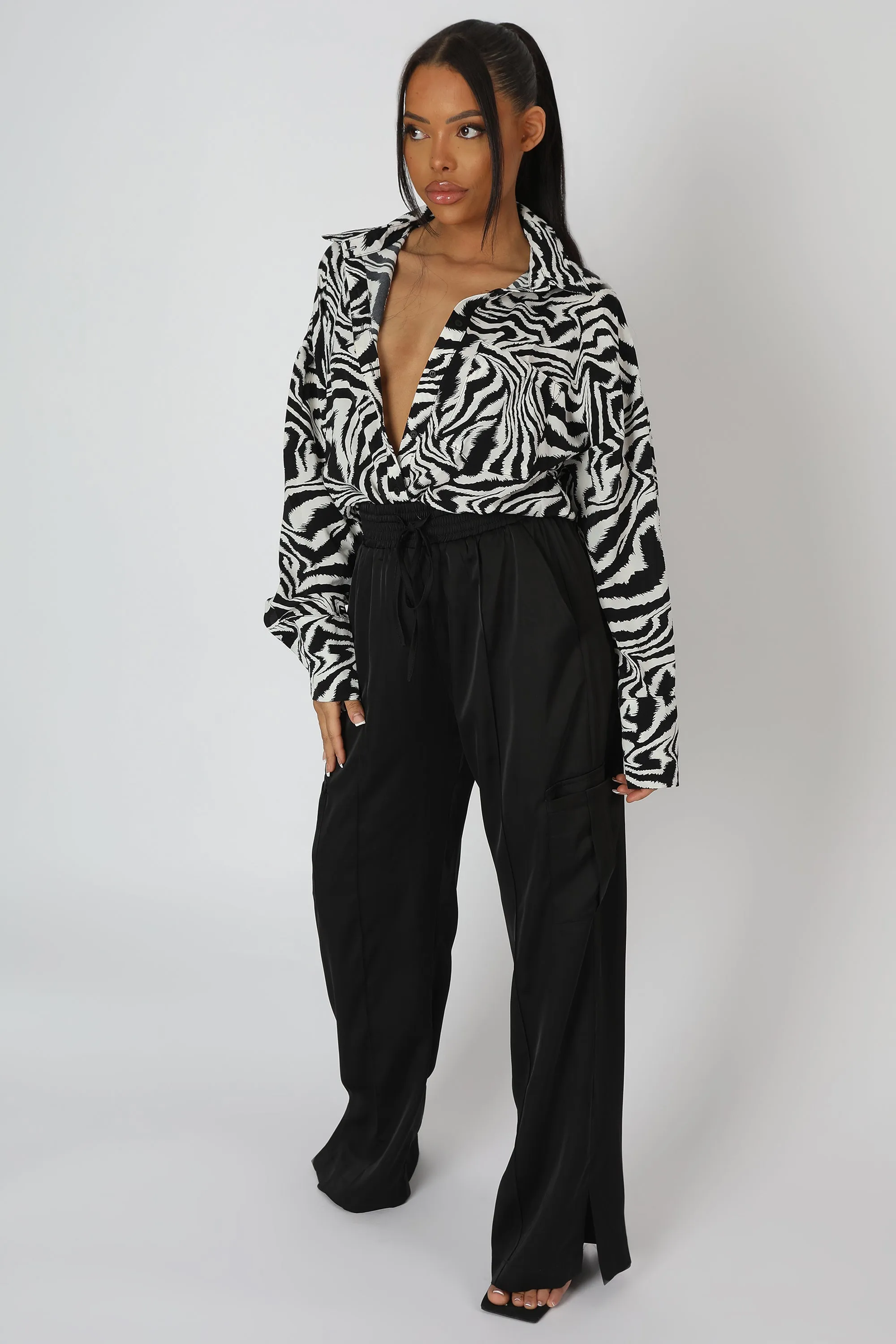 Psychedelic Printed Oversized Shirt Monochrome sold by Public Desire product image thumbnail 4