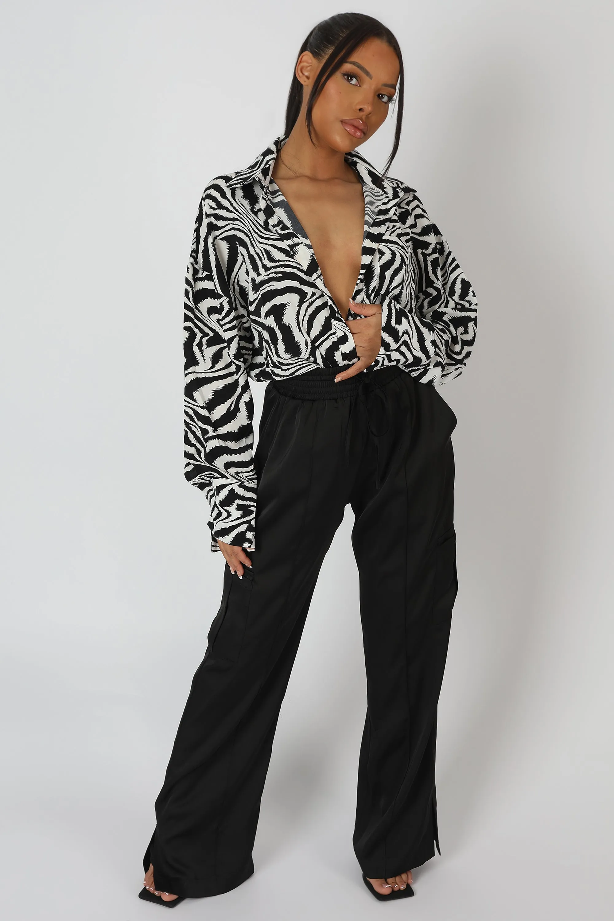 Psychedelic Printed Oversized Shirt Monochrome sold by Public Desire