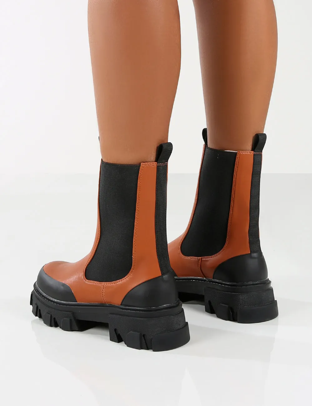 Amber x Public Desire Wonder WF Tan Chunky Sole Ankle Boot sold by Public Desire product image thumbnail 2