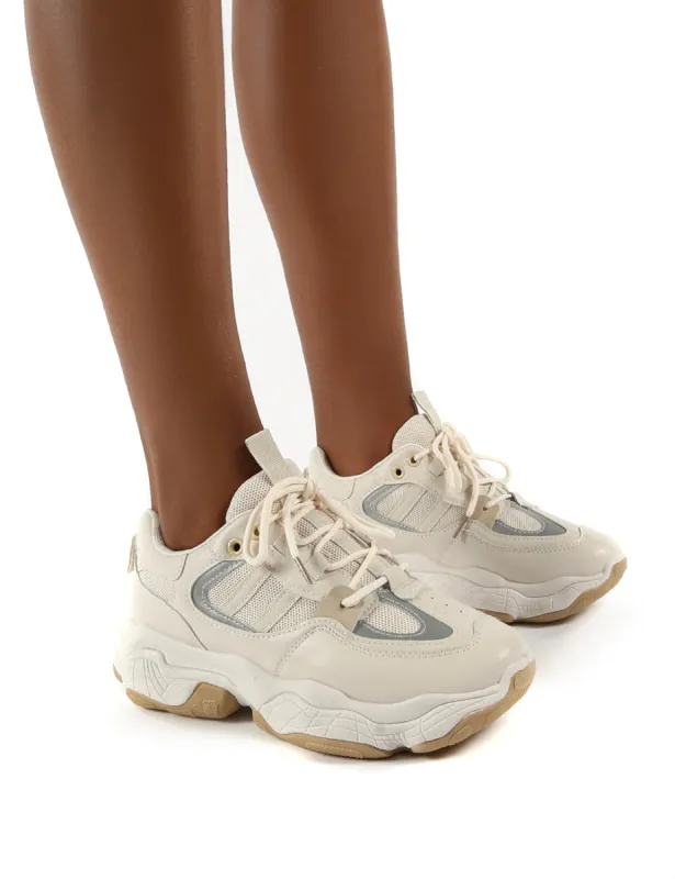 Motion Beige Pu Chunky Sole Trainers sold by Public Desire