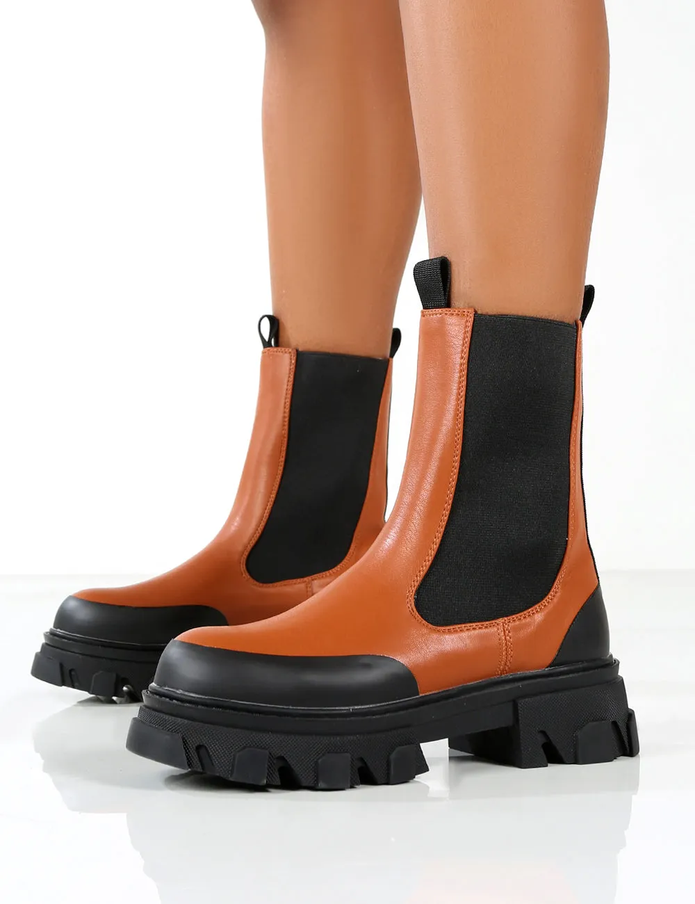 Amber x Public Desire Wonder WF Tan Chunky Sole Ankle Boot sold by Public Desire product image thumbnail 3