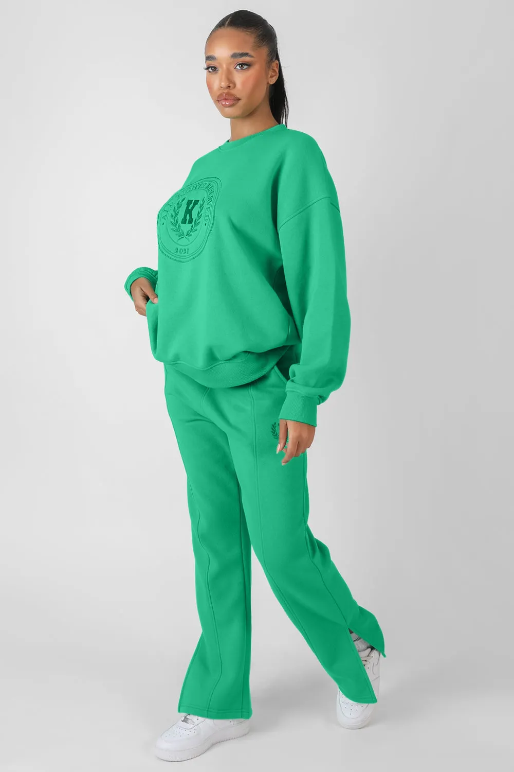 Kaiia Oversized Tonal Embroidered Sweatshirt Green sold by Public Desire product image thumbnail 3