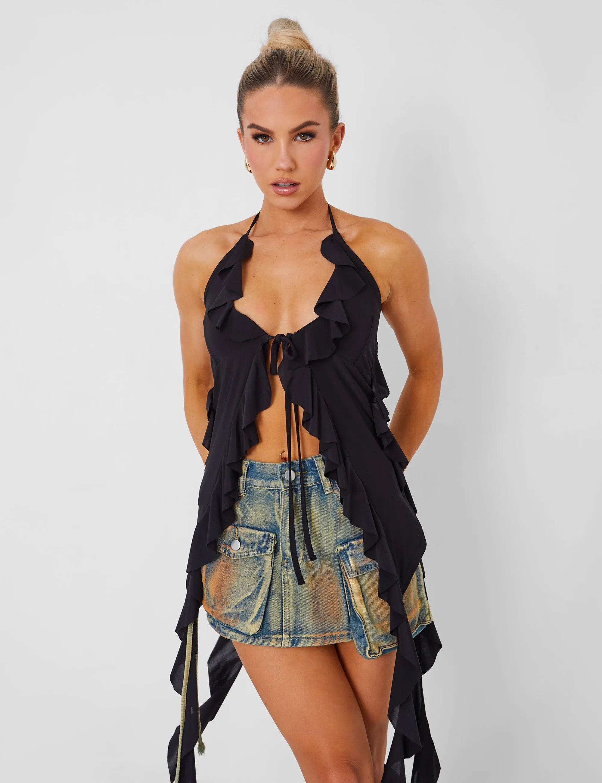 Pocket Detail Cargo Denim Mini Skirt Vintage Wash sold by Public Desire product image thumbnail 2