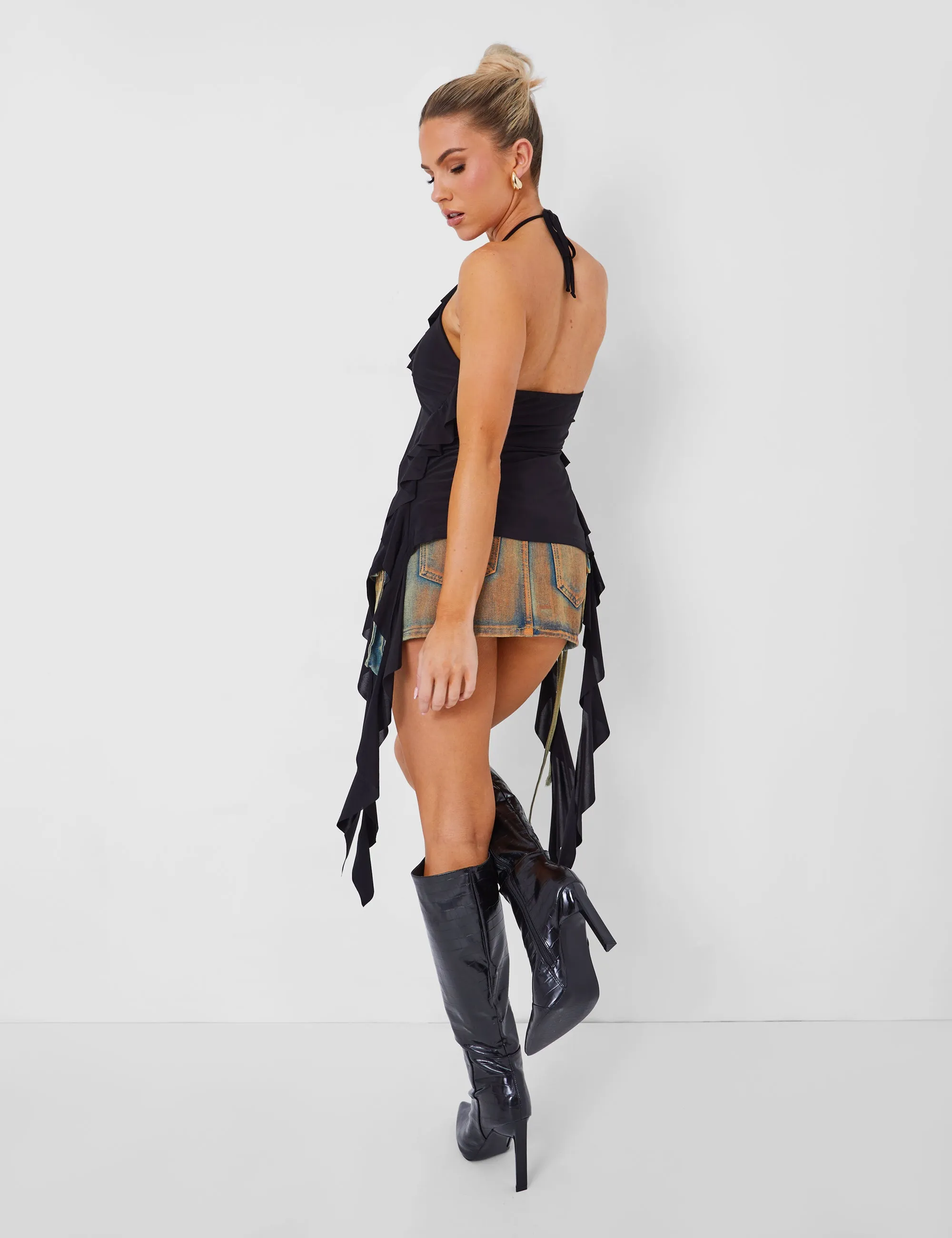 Pocket Detail Cargo Denim Mini Skirt Vintage Wash sold by Public Desire product image thumbnail 5