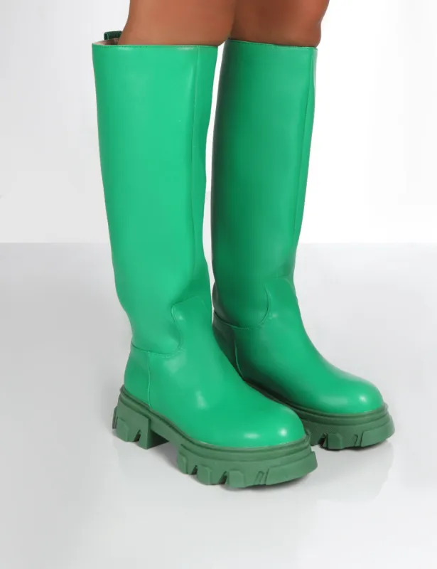 Elena Green Knee High Chunky Sole Boots sold by Public Desire