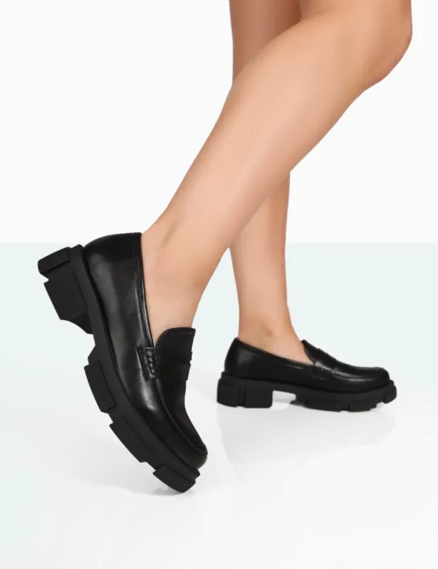 Camden Black PU Chunky Loafers sold by Public Desire