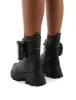 Peyton Black PU Chunky Sole Pouch Ankle Boots sold by Public Desire