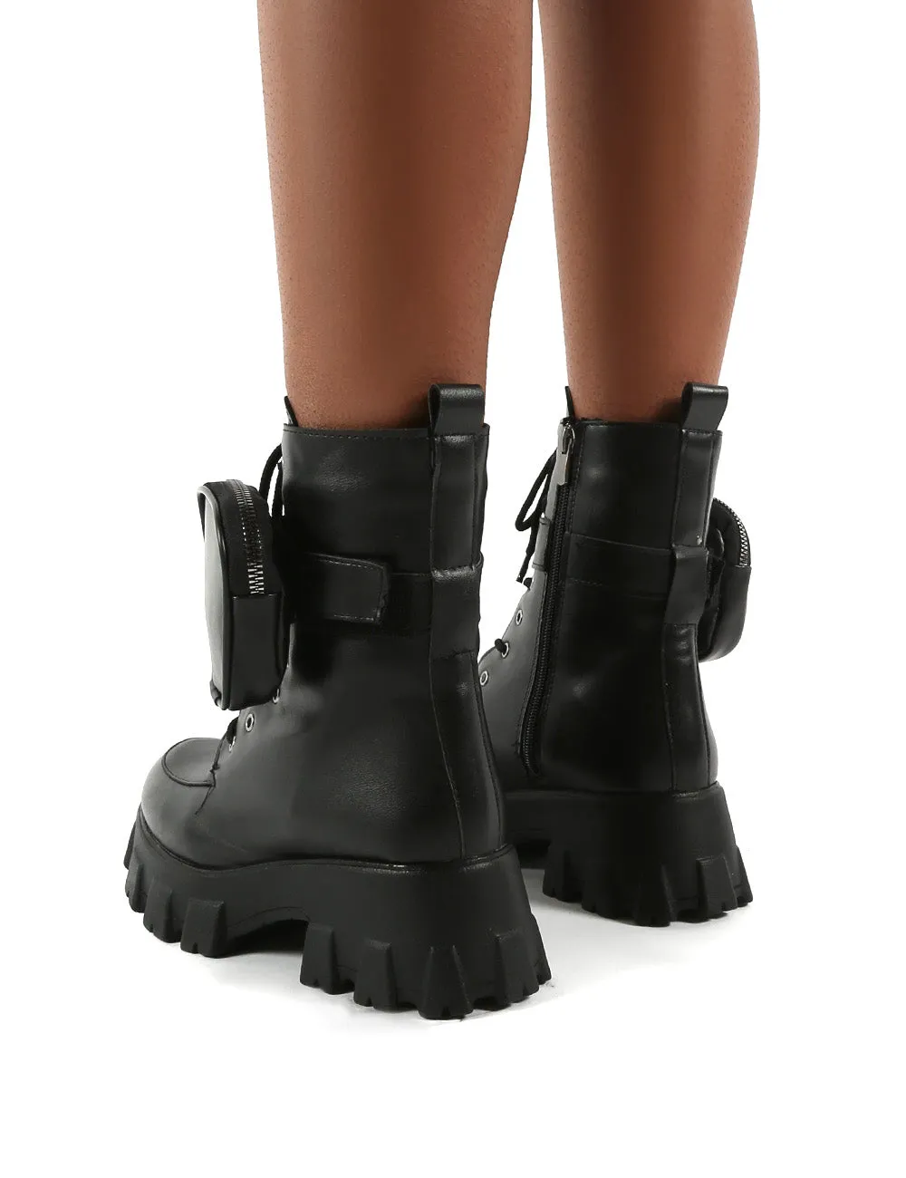 Peyton Black PU Chunky Sole Pouch Ankle Boots sold by Public Desire product image thumbnail 2
