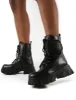 Peyton Black PU Chunky Sole Pouch Ankle Boots sold by Public Desire