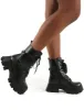 Peyton Black PU Chunky Sole Pouch Ankle Boots sold by Public Desire