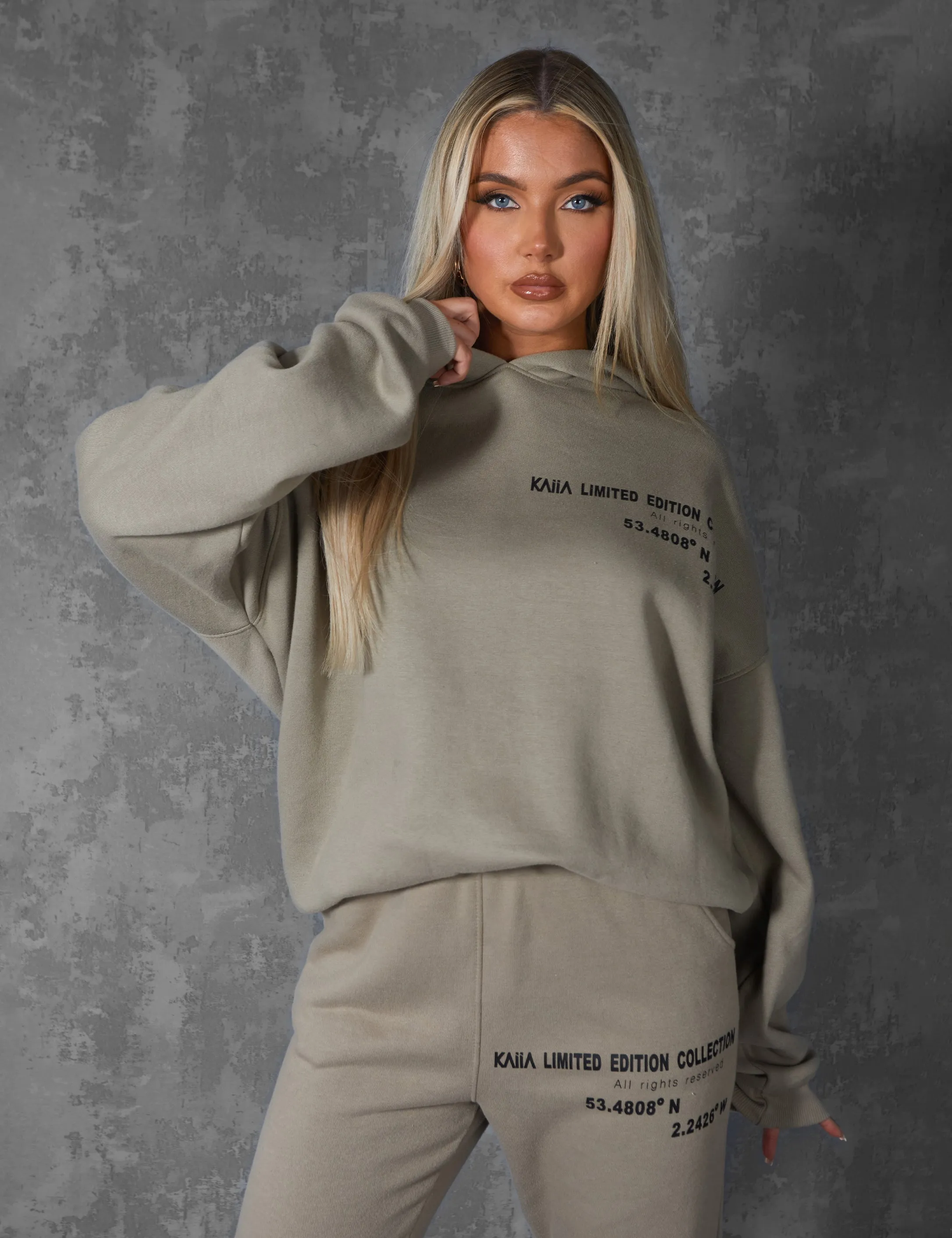 Curve Off-Set Text Hoodie Khaki sold by Public Desire product image thumbnail 4