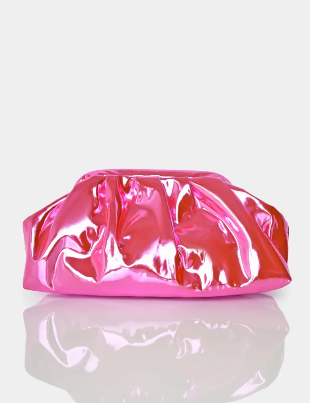The Project Pink Iridescent Metallic Clutch Bag sold by Public Desire