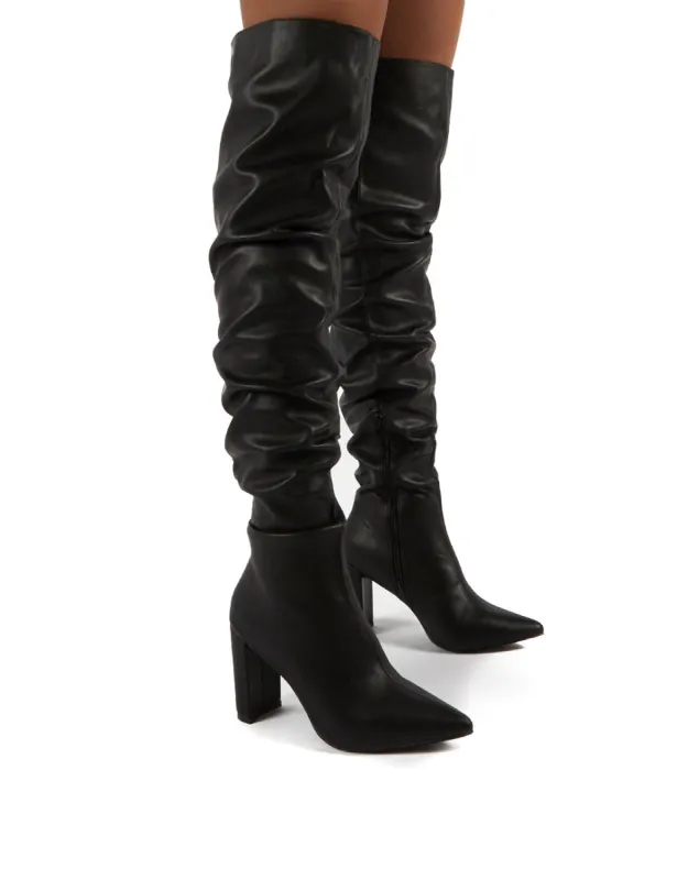Theirs Black Wide Fit PU Over the Knee Boots sold by Public Desire