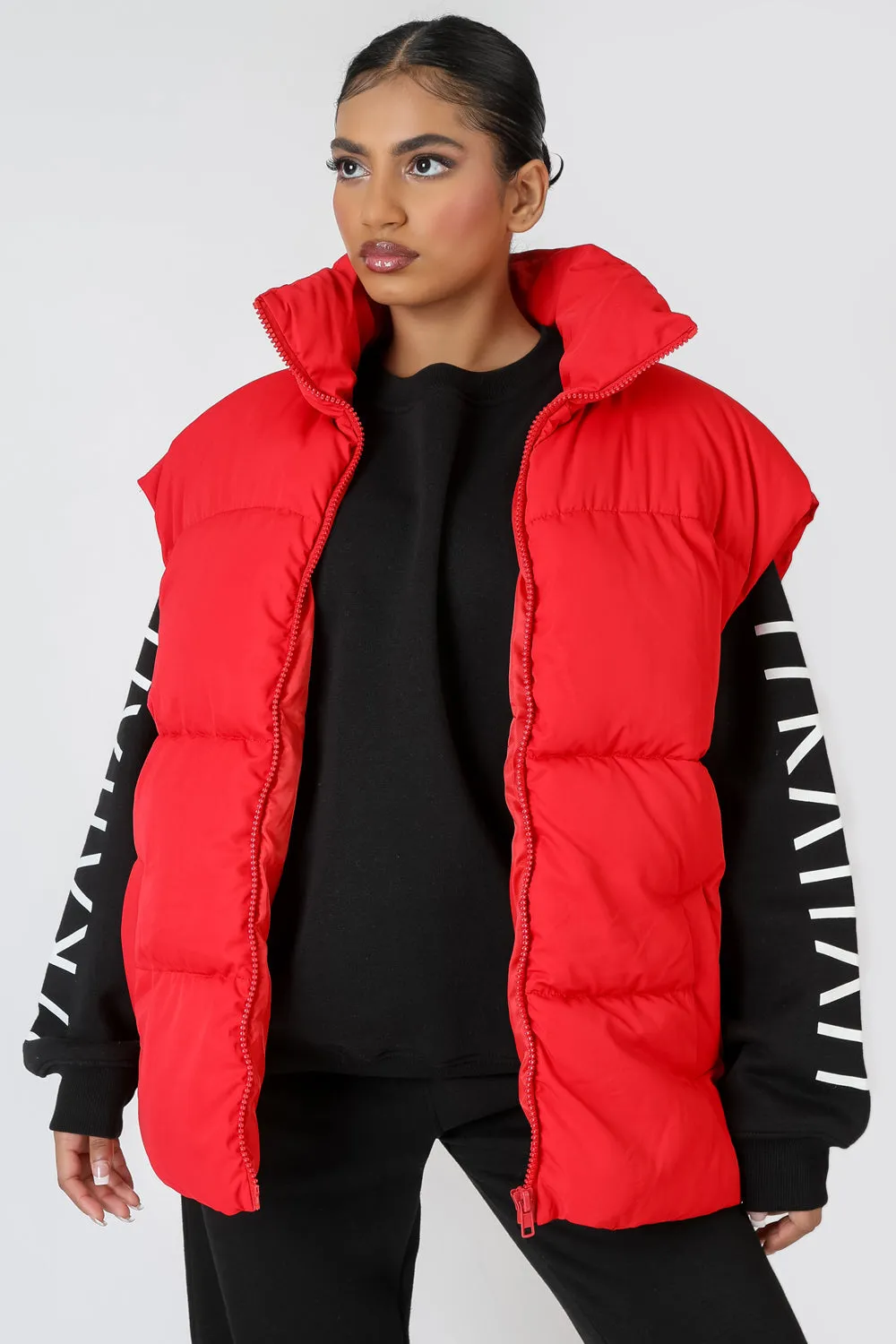 Longline Oversized Gilet Red sold by Public Desire product image thumbnail 2