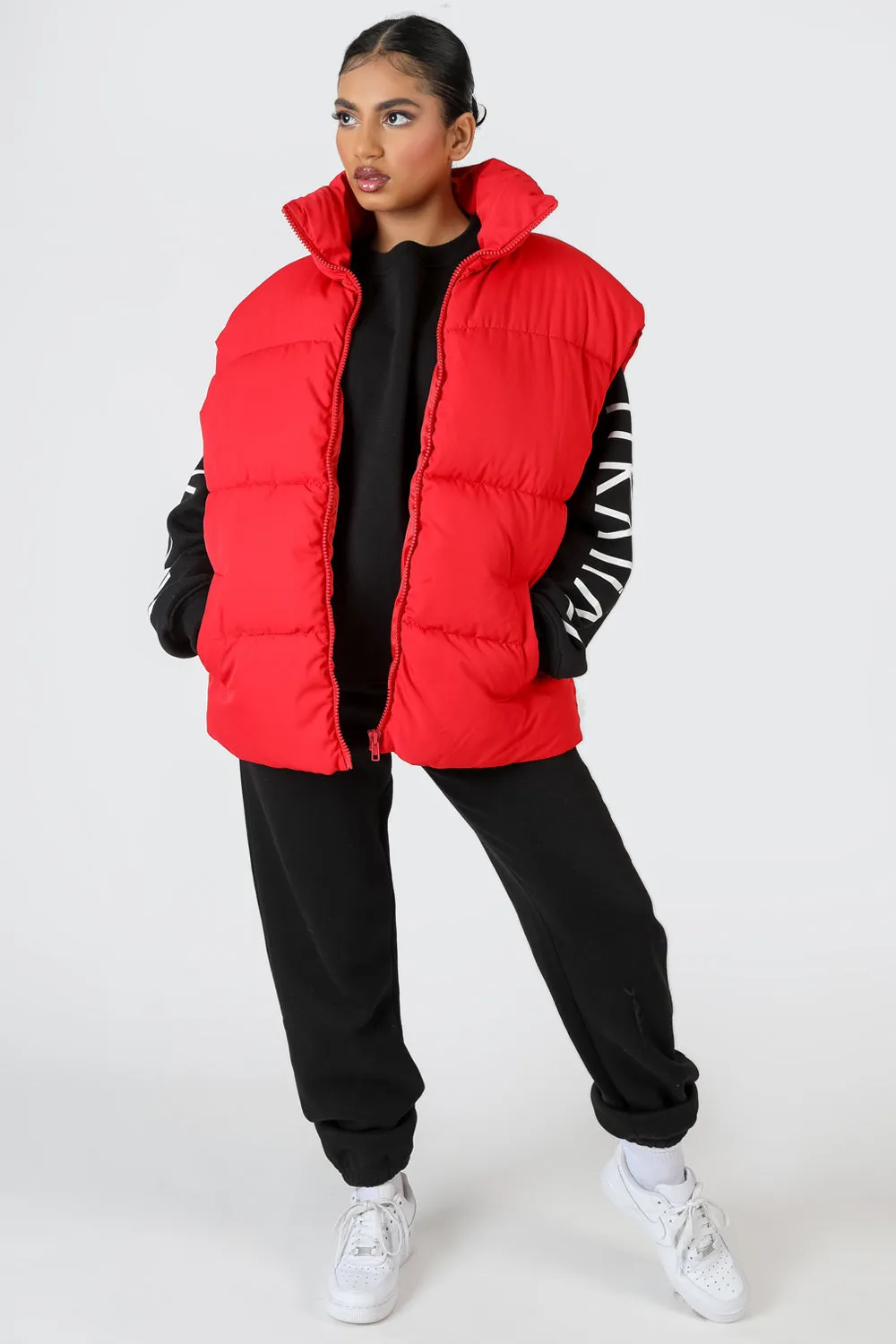 Longline Oversized Gilet Red sold by Public Desire product image thumbnail 3