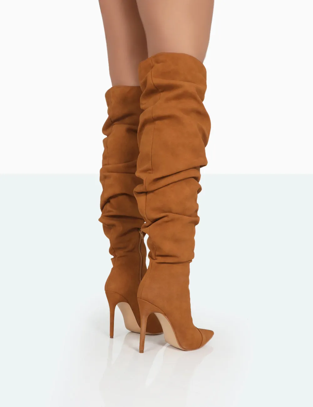 Lariza Tan Faux Suede Pointed Toe Stiletto Over the Knee Boots sold by Public Desire product image thumbnail 4