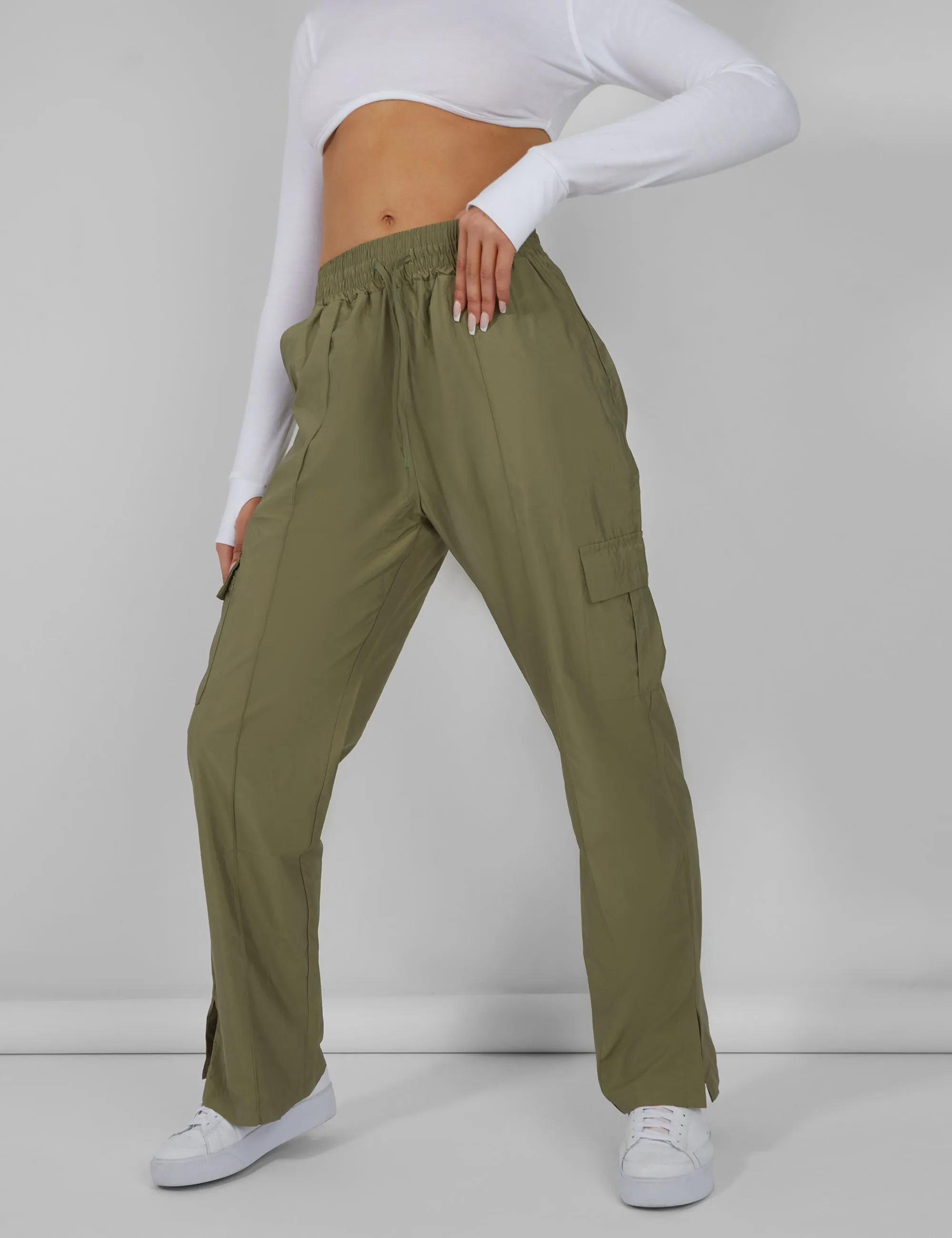 SPLIT HEM CARGO TROUSERS KHAKI sold by Public Desire product image thumbnail 2